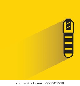highlight and marker pen icon with shadow on yellow background