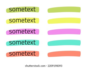 Highlight marker for text to mark yellow green element vector or felt tip pen paint stripe strikethrough isolated hand drawn transparent design, select accent or emphasize clip art