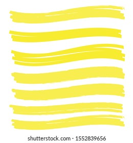 Highlight marker. Highlight yellow strokes. Marker pen highlight