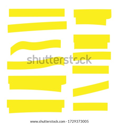 Highlight marker. Highlight yellow strokes. Marker pen highlight