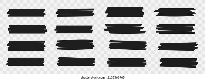 Highlight pen marker lines isolated in transparent background. Collection brush stripes. Text highlights. Hand drawn underline. Graphic design elements. Vector illustration.