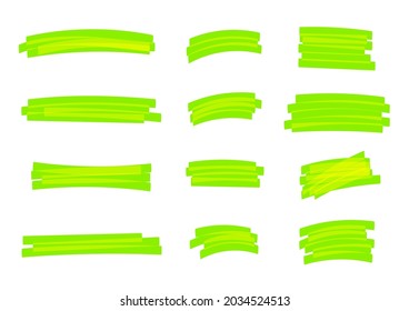 highlight stripes green bright, banners drawn with markers, green highlight stripe marker stroke, hand drawn highlight elements for design, marker stroke bright color