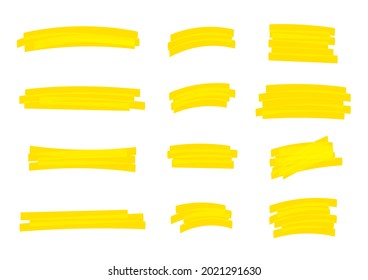 highlight stripes yellow color, banners drawn with markers, yellow highlight stripe marker stroke, hand drawn highlight elements for design, marker stroke bright color, vector