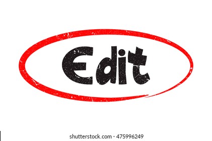 Highlight of typing word " Edit " have porous and rough isolated on white background. For making a mark your product using a stamp or seal. Easy to change color. Unique character.