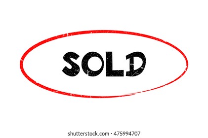 Highlight of typing word " SOLD " have porous and rough isolated on white background. For making a mark your product using a stamp or seal. Easy to change color. Unique character.