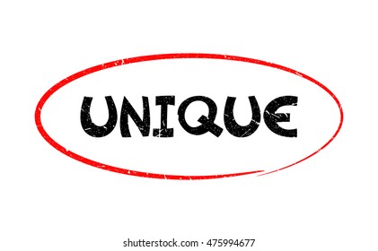Highlight of typing word " UNIQUE " have porous and rough isolated on white background. For making a mark your product using a stamp or seal. Easy to change color. Unique character.