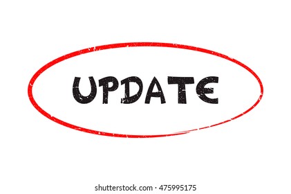 Highlight of typing word " UPDATE " have porous and rough isolated on white background. For making a mark your product using a stamp or seal. Easy to change color. Unique character.