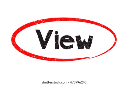 Highlight of typing word " View " have porous and rough isolated on white background. For making a mark your product using a stamp or seal. Easy to change color. Unique character.