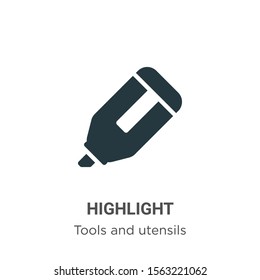 Highlight vector icon on white background. Flat vector highlight icon symbol sign from modern tools and utensils collection for mobile concept and web apps design.