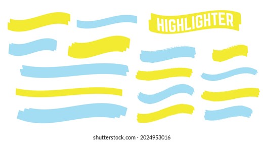 Highlight yellow strokes. Highlight marker stroke. Marker pen highlight