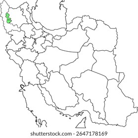 Ilustração do mapa geográfico destacado da região noroeste, Lago Urmia