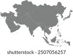 Highlighted map of CYPRUS inside detailed blank flat political map of the Asian continent on isolated background