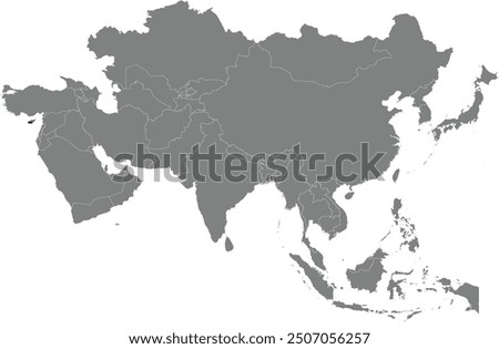 Highlighted map of CYPRUS inside detailed blank flat political map of the Asian continent on isolated background