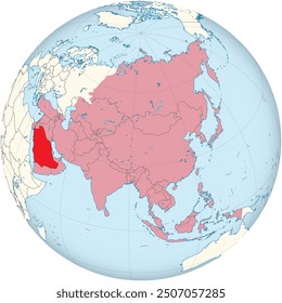 Highlighted map of SAUDI ARABIA inside detailed blank flat political map of the Asian continent on isolated background