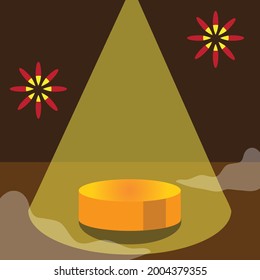 Highlighted podium with fog background