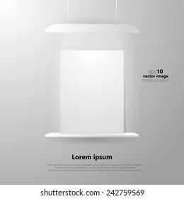 Highlighted shelf with white empty board for your text
