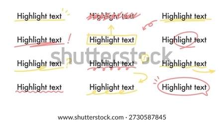 Highlighted text decorated with hand-drawn or doodle-style lines. Line width editable.