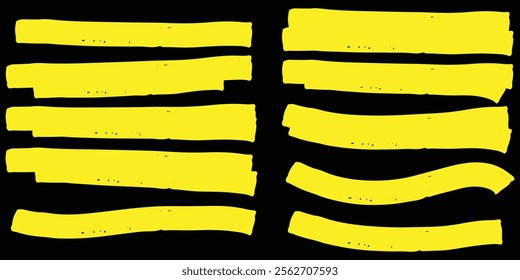 highlighter brush lines set. Marker pen highlight strokes set. hand drawn highlighter set. vector illustration eps 10.