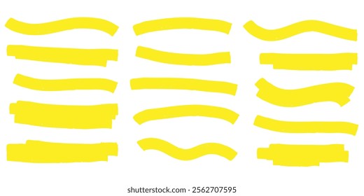 highlighter brush lines set. Marker pen highlight strokes set. hand drawn highlighter set. vector illustration eps 10.