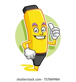 Highlighter character design or Highlighter mascot, perfect for logo, web and print illustration