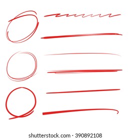 highlighter circles, abstract doodle writing design, brush lines, underlines