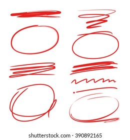 highlighter circles, abstract doodle writing design, brush lines, underlines