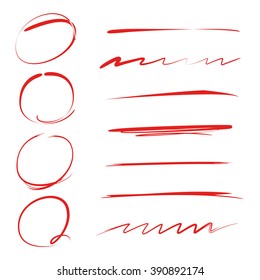 highlighter circles, abstract doodle writing design, brush lines, underlines