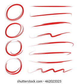 highlighter circles, abstract doodle writing design, brush lines