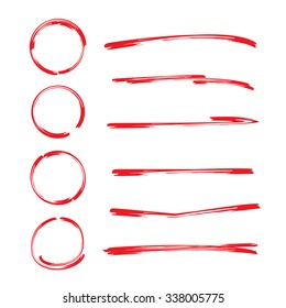 highlighter circles, sketch lines