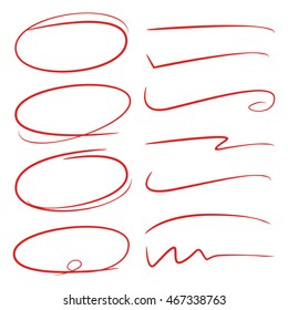 highlighter circles, sketch lines
