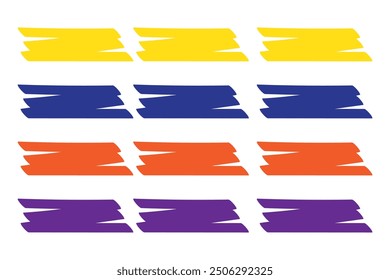 Highlighter collection, brush lines, isolated in white background. Marker yellow set, brush pen hand drawn underline. Vector highlighter graphic stylish element. Watercolor hand drawn highlight set.