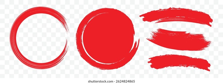 Highlighter collection, brush lines, isolated in white background. Set of red ink brush. Brush lines. Brush texture banners. Vector illustrator