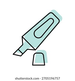 Textmarker Farbe Schatten dünn Linie Symbol , Vektor, Pixel perfekt, Illustratordatei 