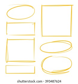 highlighter elements, circle markers, rectangle frames, oval markers