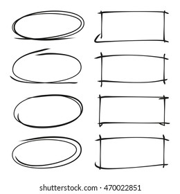 highlighter elements hand drawn circle rectangle markers