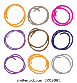 Highlighter elements, large color circle set, yellow, green, red, purple, blue, brown etc.