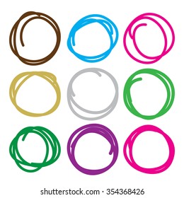 Highlighter elements, large color circle set, yellow, green, red, purple, blue, brown etc.