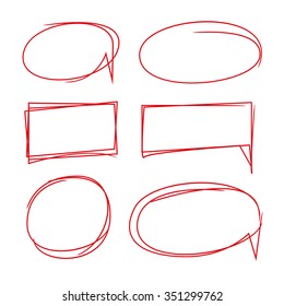 highlighter elements, red circle, rectangle, speech bubble