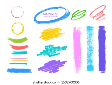 Highlighter and felt pen strokes .Multicolored Brush strokes vector.Textured labels, long banners.Design elements.	