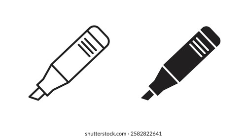 Highlighter filled and outlined icons vectors on white background