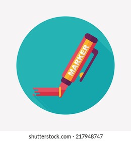 Highlighter flat icon with long shadow,eps10