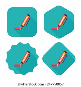 Highlighter flat icon with long shadow,eps10