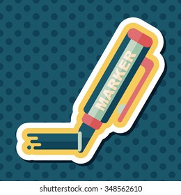 Highlighter flat icon with long shadow,eps10