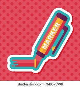 Highlighter flat icon with long shadow,eps10