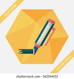 Highlighter flat icon with long shadow,eps10