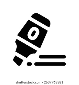 highlighter glyph icon. Strong and solid vector icon for websites, mobile interfaces, presentations, and visual branding. High quality and easy to edit.