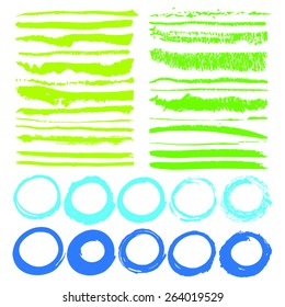 Highlighter, hand drawn oval frames in yellow, green and blue. Stylish elements for design. Vector illustration.