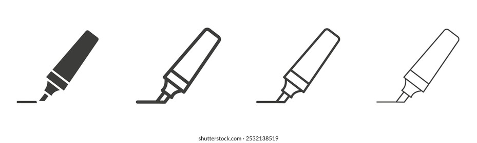Ícone de marca-texto nos tamanhos de preenchimento e três traçados