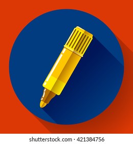 Highlighter icon in flat style with long shadow.