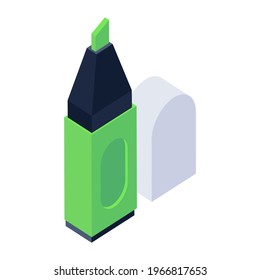 Highlighter icon in isometric design